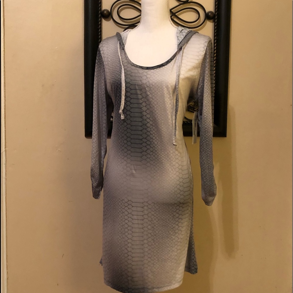 Grey beach cover up with hood